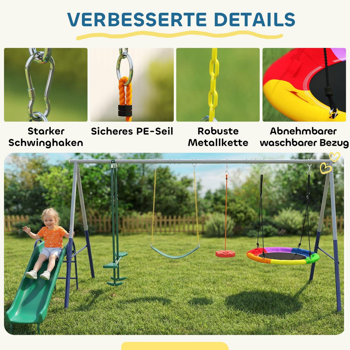 SCHAUKELGESTELL Stahl HDPE Mehrfarbig - Multicolor, Metall (196/203/382cm) - AIYAPLAY