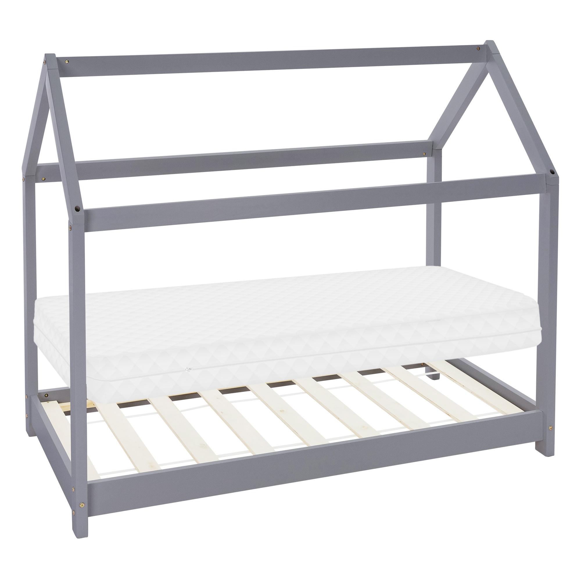 KINDERBETT mit Dach und Matratze 80x160 cm Hellgrau - Hellgrau, Holz (80/160cm) - ML-DESIGN
