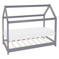 KINDERBETT mit Dach und Matratze 80x160 cm Hellgrau - Hellgrau, Holz (80/160cm) - ML-DESIGN