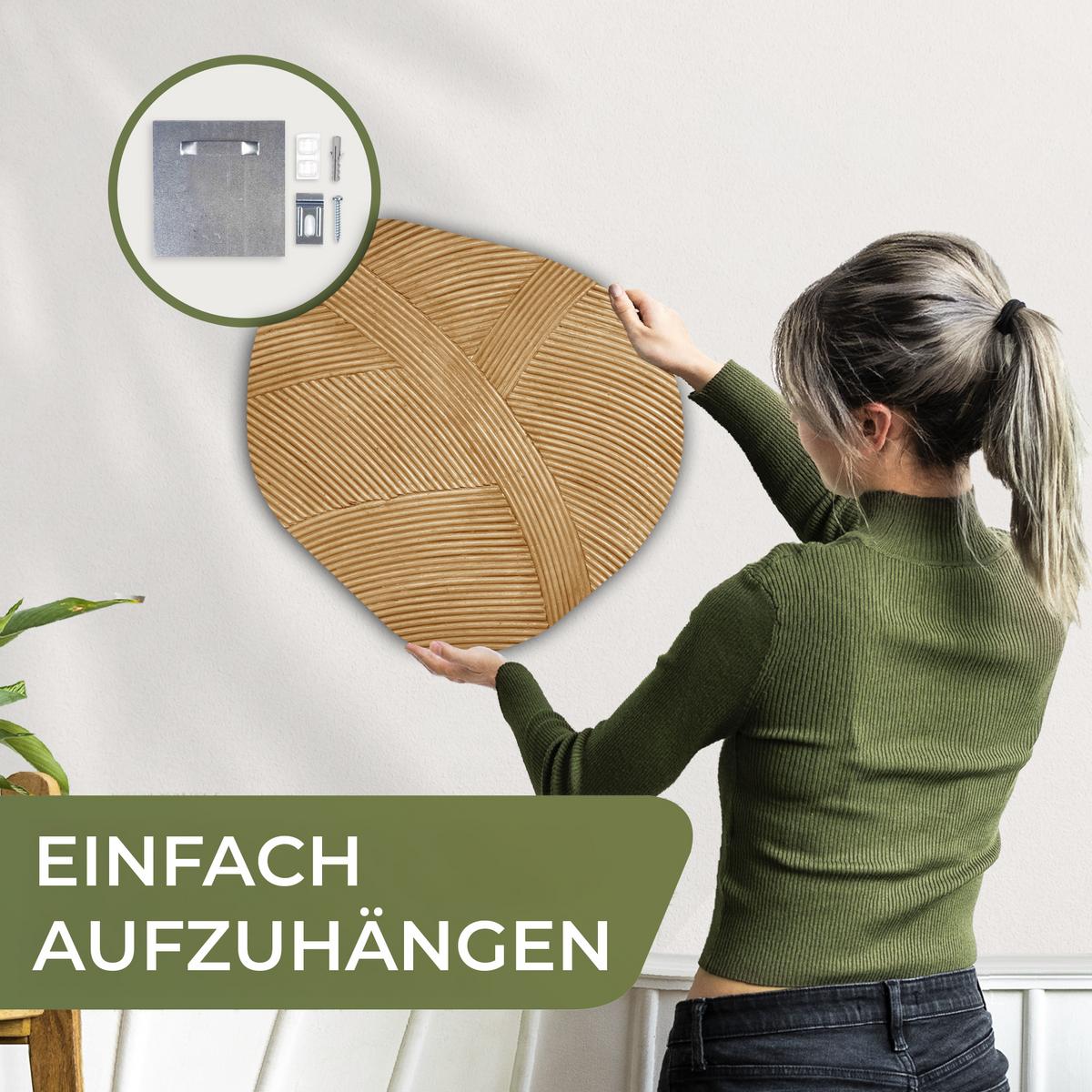 WANDBILD Struktur - Natur - Kunst - Rattan Wanddeko 40x40 cm - Naturfarben, Kunststoff (40/40cm) - MuchoWow