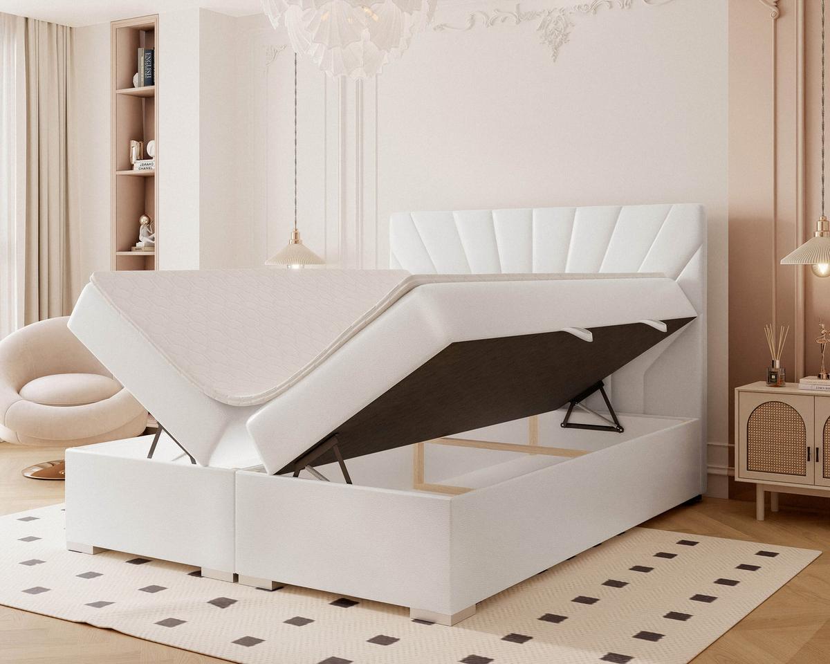 BOXBETT 160x200 cm mit Topper - Weiß, Holzwerkstoff/Textil (120/200cm) - Idohome