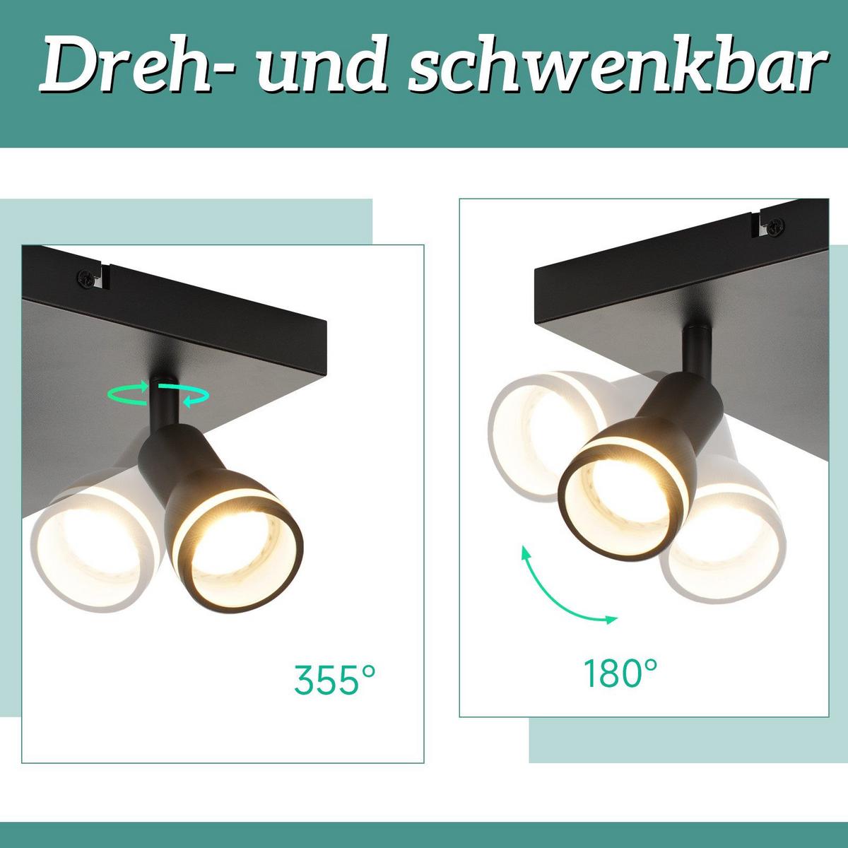 DECKENSTRAHLER Oldenburg 4-flammig 20/20/15.7 cm - Schwarz, Metall (20/20/15.7cm) - Nettlife