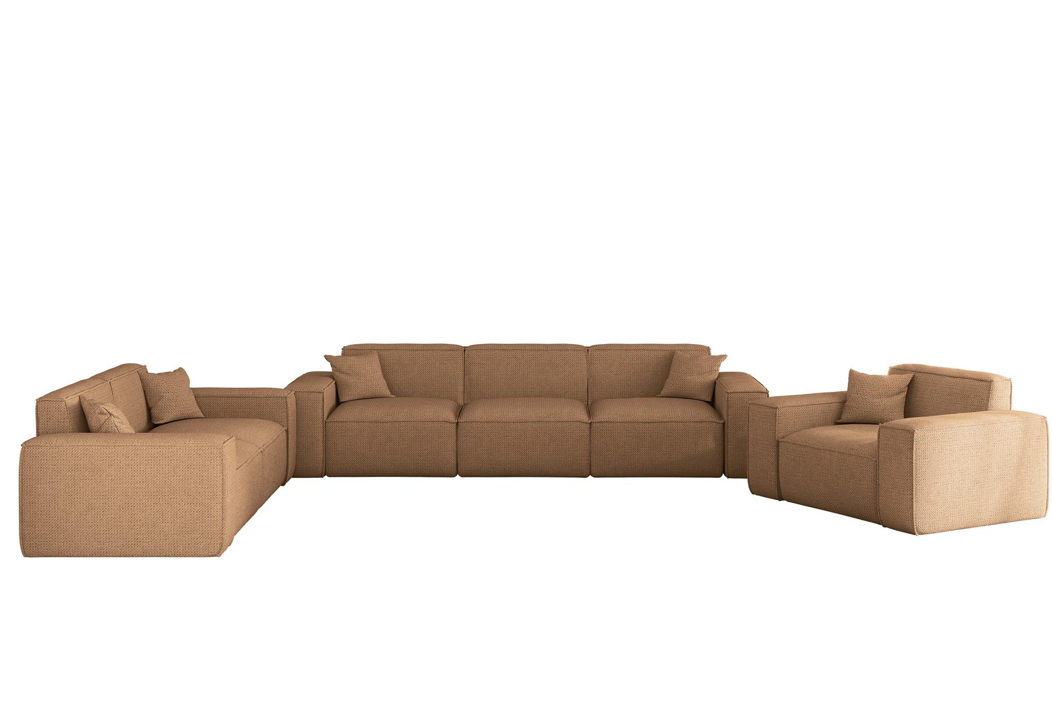 SOFASET Celes Premium 3-2-1 In Artico - Rotbraun, Holzwerkstoff/Textil (218/73/90cm) - Fun Möbel