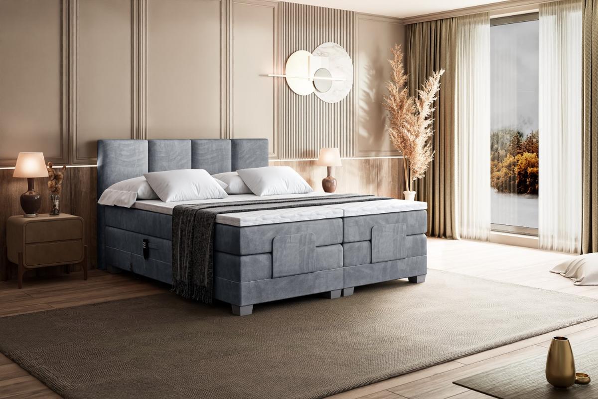 BOXSPRINGBETT elektrisch verstellbar mit 2 Matratzen H4/Taschenfederung ROKS EL 160 x 200 Hellgrau - Hellgrau, Holzwerkstoff (167/200cm) - ALTDECOR