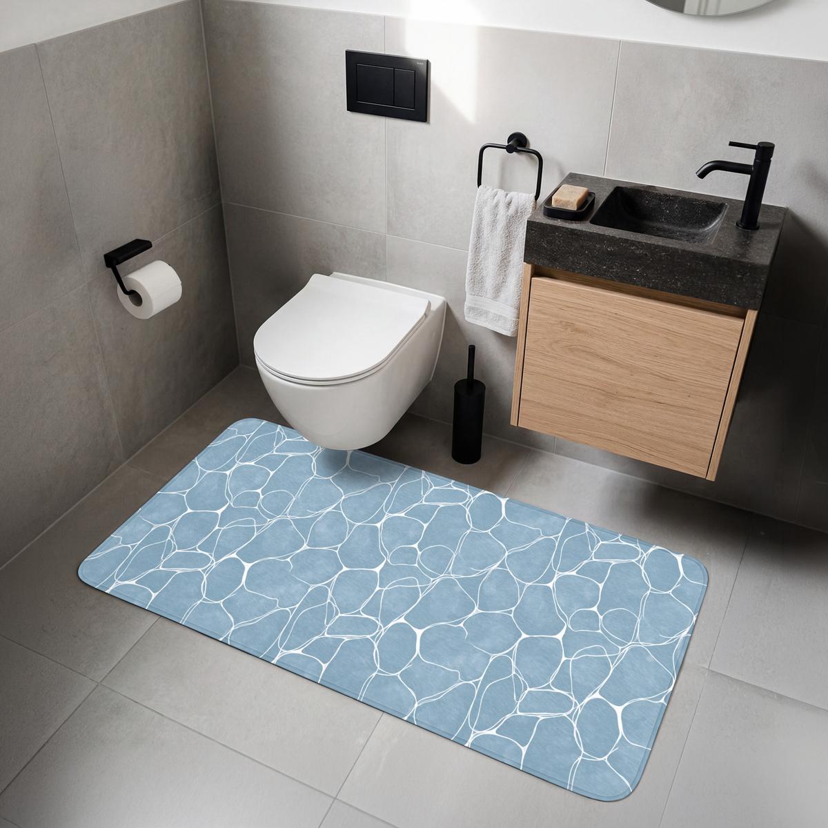 WC-VORLEGER Organisch - Muster - Blau WC Teppich 120x60 cm - Hellblau, Textil (120/1cm) - OnlyWow