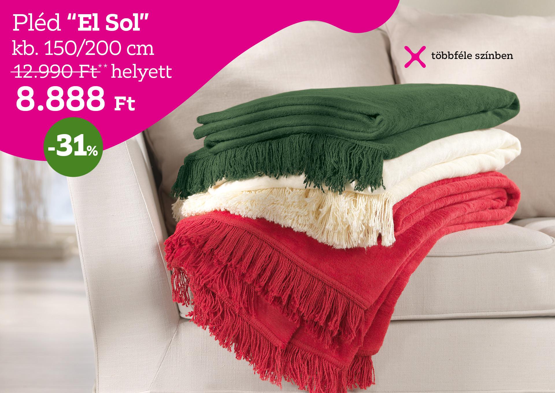 Takaró EL SOL 12990 Forint helyett 8888 Forint, kedvezmény mértéke 31%