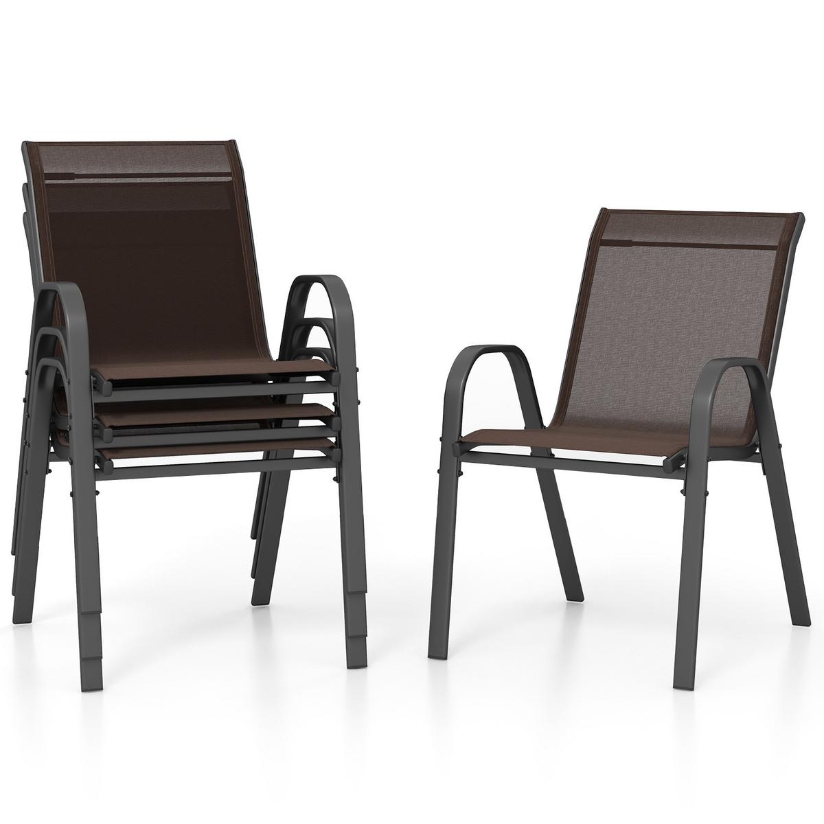 GARTENSTÜHLE Braun(2er-Set) - Braun, Metall (70/84/56cm) - COSTWAY