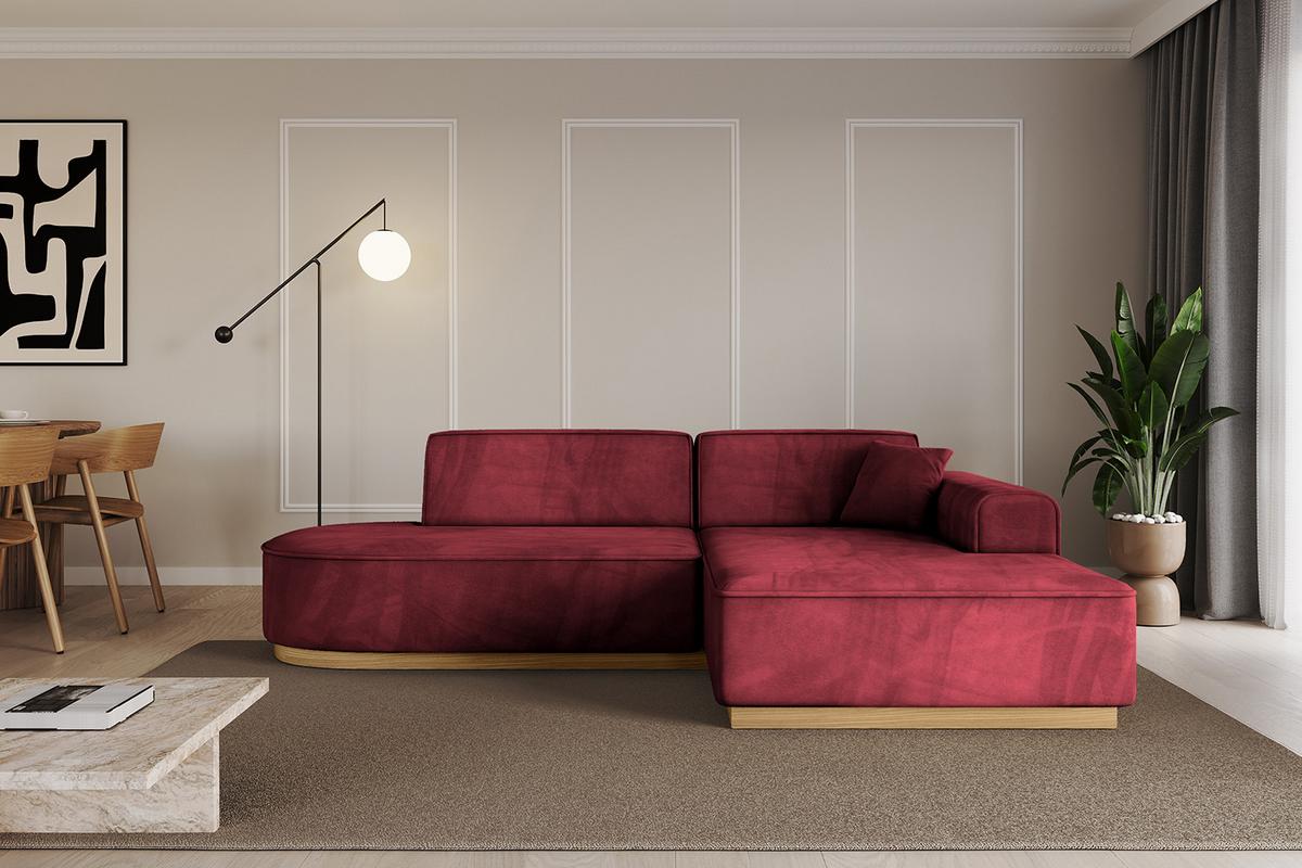 ECKSOFA Ottomane Rechts IREA-L1-v2 - 232x165x80 cm Bordeauxrot - Bordeaux, Holzwerkstoff/Textil (232/165cm) - ALTDECOR