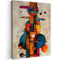 LEINWANDBILD Vintage - Moderne Kunst - Orange - Geometrische Formen Room Decor 30x40 cm - Multicolor, Textil (30/40cm) - MuchoWow