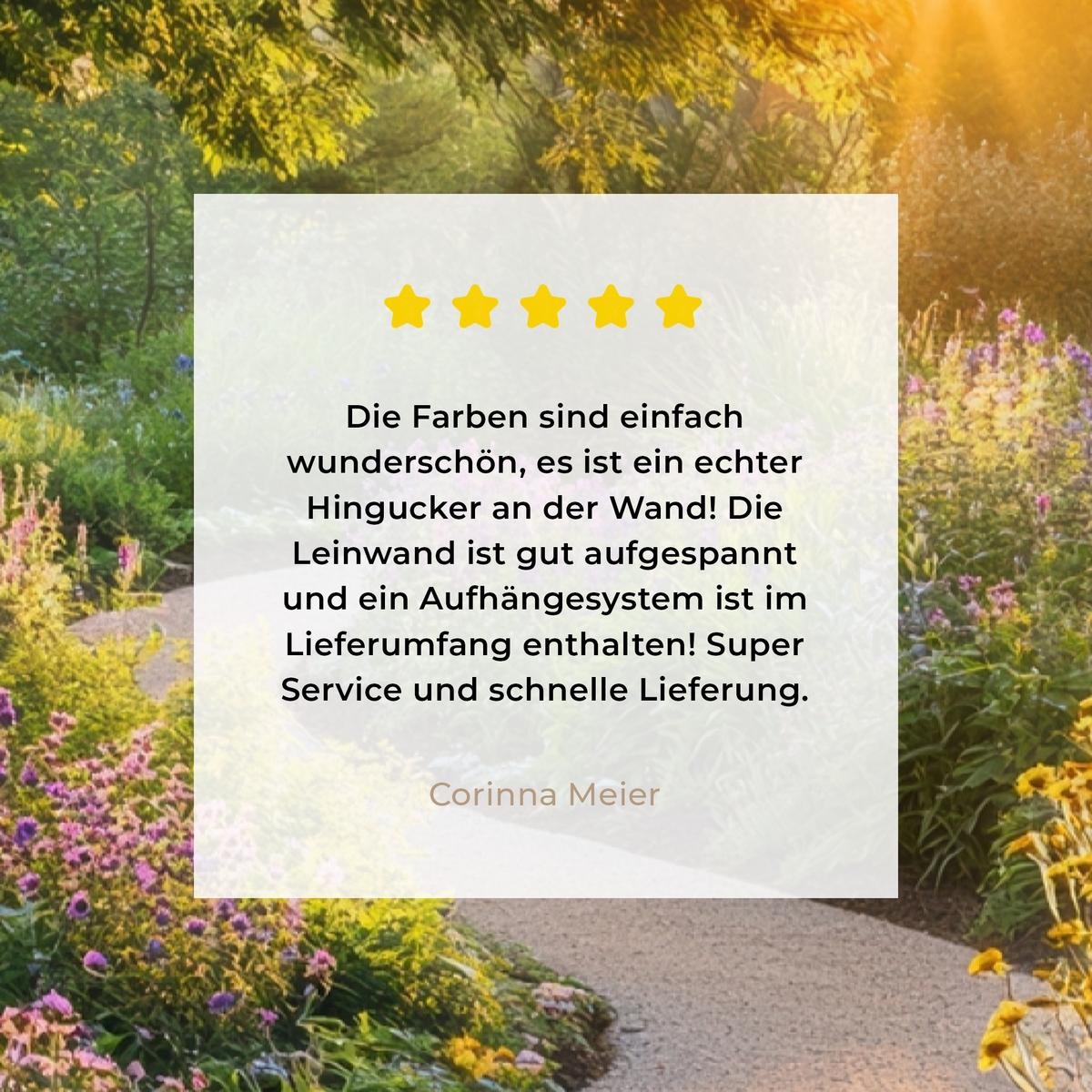 LEINWANDBILD Aussicht - Blumen - Natur - Sonne - Weg Deko Wohnzimmer 20x30 cm - Hellgelb, Textil (20/30cm) - MuchoWow
