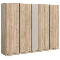 KLEIDERSCHRANK Eiche Sonoma, Kaschmir 5-türig 230 x 183 cm, Drehtürenschrank mit viel Stauraum - Kaschmir/Eichefarben, Holzwerkstoff/Kunststoff (230/183/53cm) - Inn.Furn