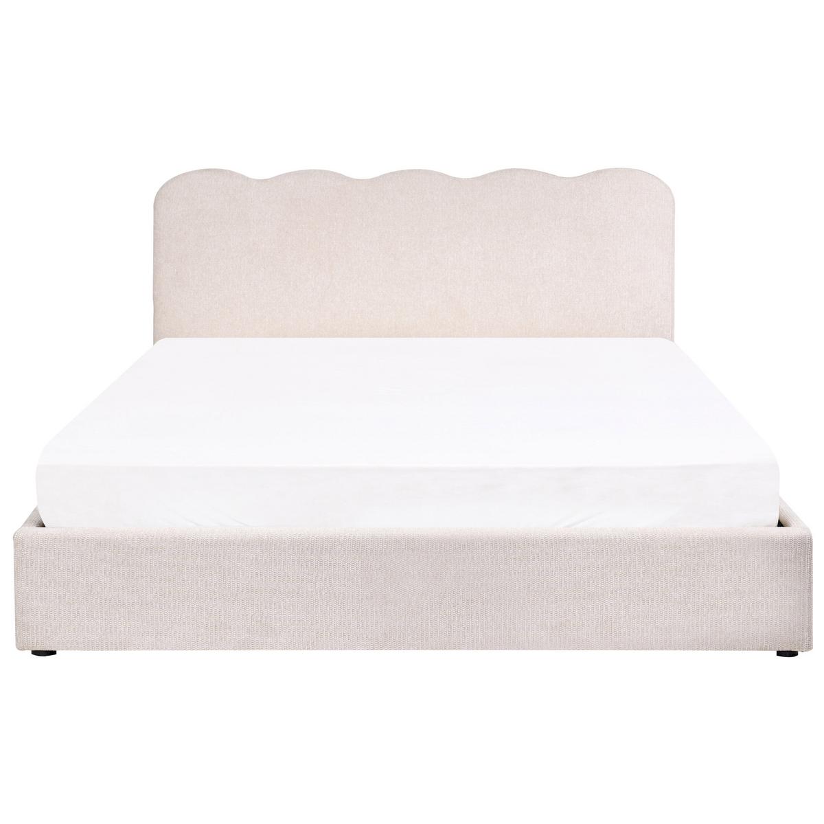 BETT mit Stauraum 180/200 Stoff Hellbeige Nanterre - Beige, Textil (180/200cm) - Beliani