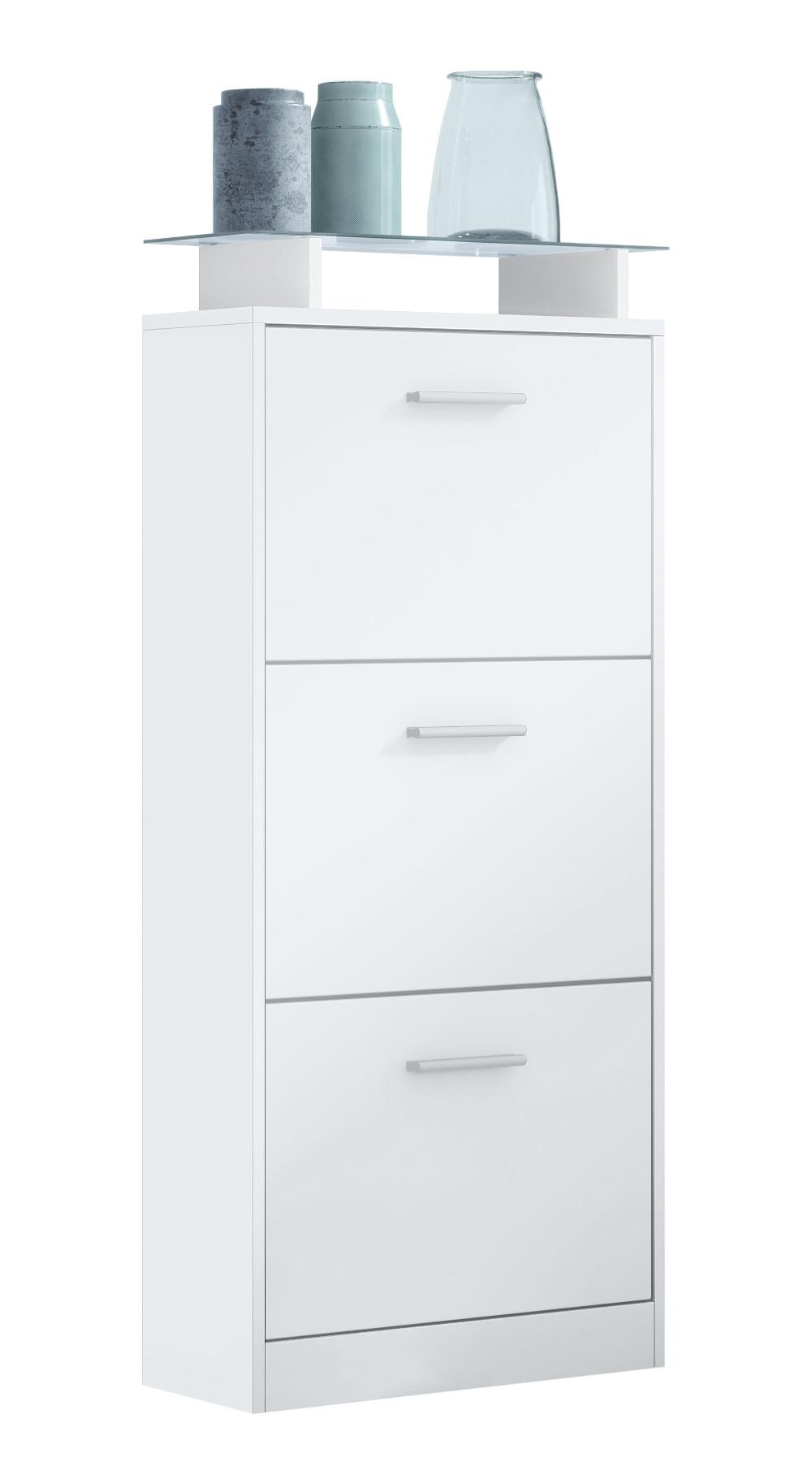 SCHUHSCHRANK Lavia Front in Weiß matt - Weiß, Holzwerkstoff (46/128/23cm) - Vladon