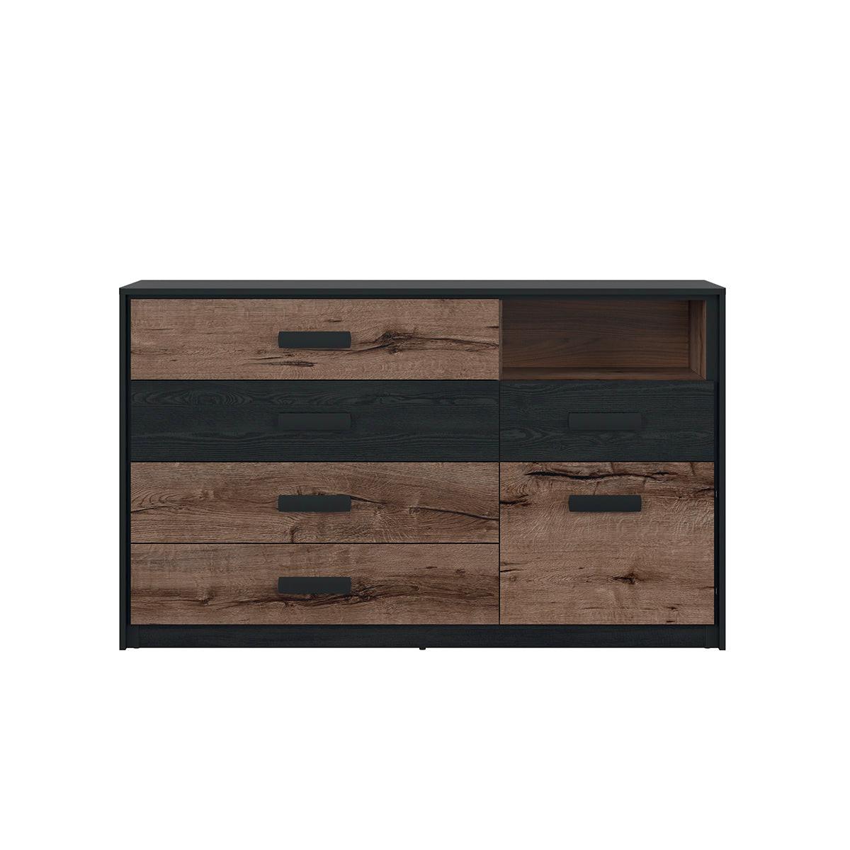 KOMMODE Romane Holz und Schwarz - Schwarz, Holzwerkstoff (150/90/41cm) - Petits-meubles