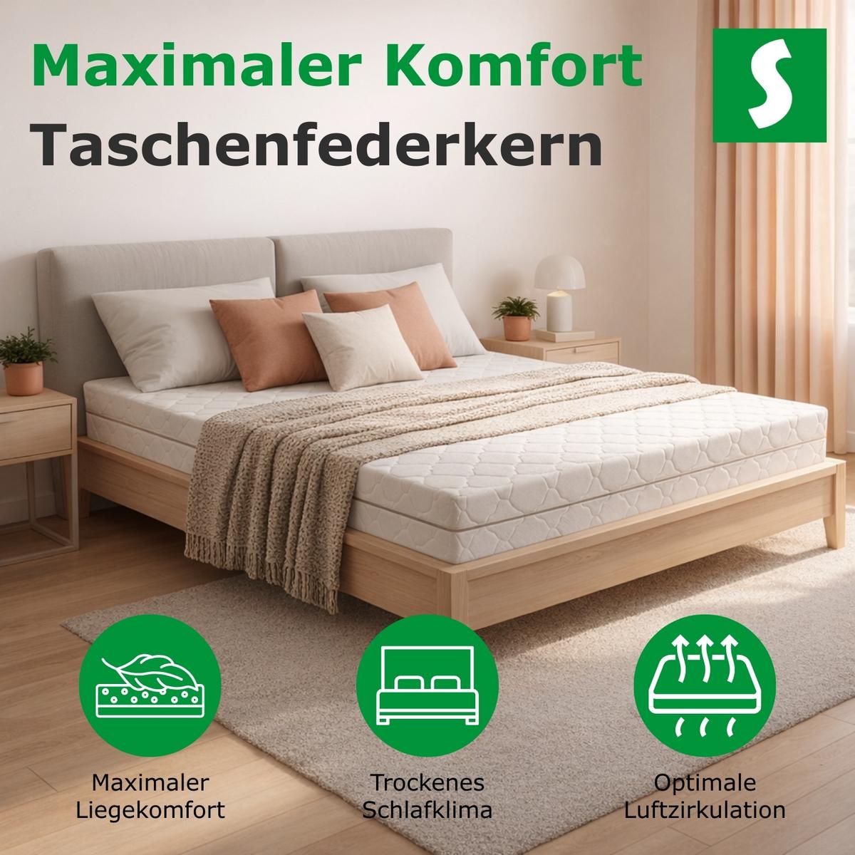 FEDERKERNMATRATZE H3 Komfort 90x190 - Weiß, Textil (90/190cm) - Schlaftroll