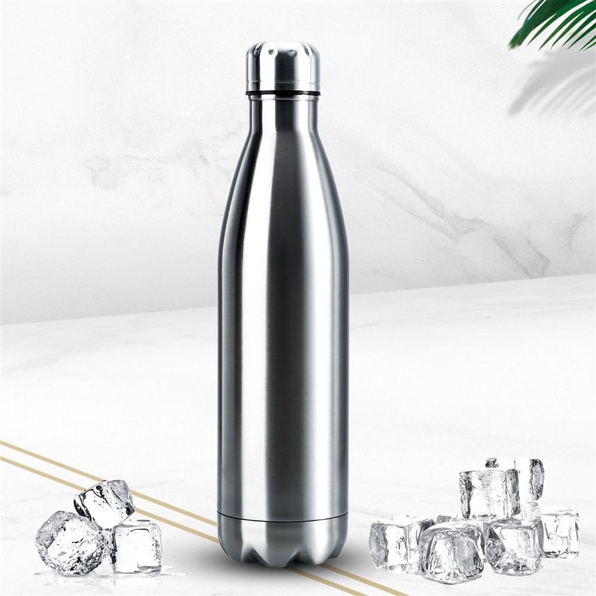 THERMOSKANNE 1 Liter Auslaufsicher - Silberfarben, Metall (0.75L) - Intirilife