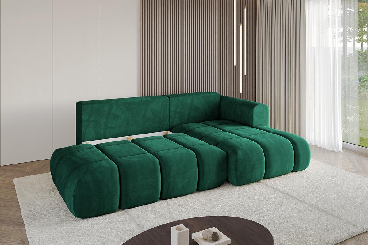 ECKSOFA Ottomane Rechts CLOUD-L-v1 280x185x90 Dunkelgrün Velours - Dunkelgrün, Holzwerkstoff/Kunststoff (185/280cm) - ALTDECOR