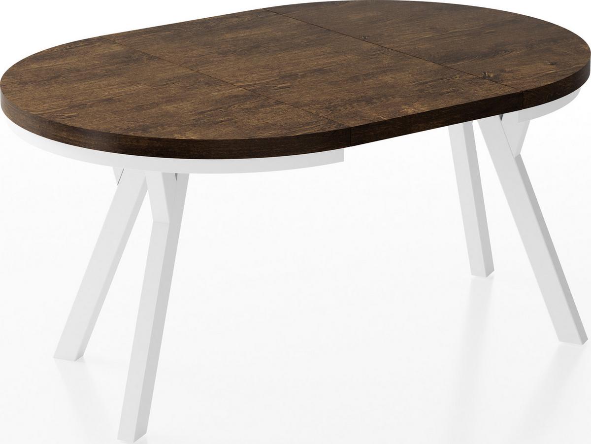 ESSTISCH Lume Weiß runder ausziehbarer, Lefkas Eiche 100-150/100/76 cm - Alteiche/Weiß, Holz/Holzwerkstoff (100/150/76cm) - WFL GROUP