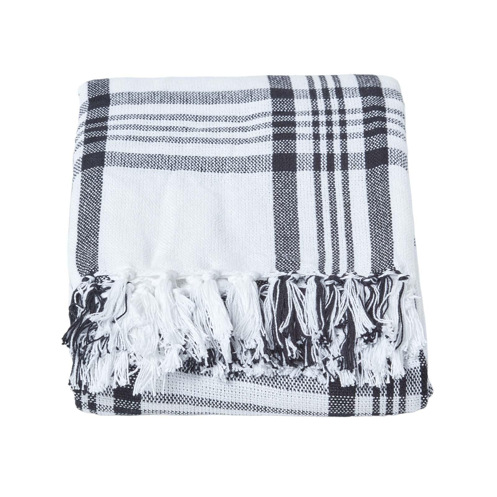 WOHNDECKE 150/200 cm, Schottenkaro, 100% Baumwolle - Weiß, Textil (150/200cm) - Homescapes