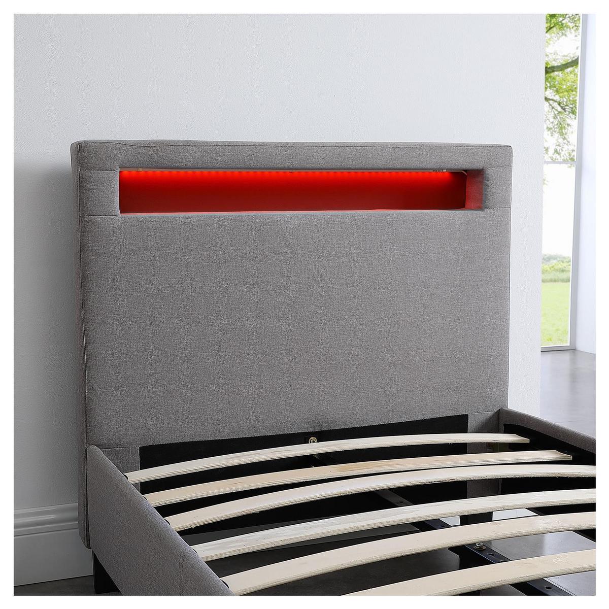 POLSTERBETT MIT LED HIMALAYA 90X200 CM - Grau, Textil (90/200cm) - CARO-Möbel