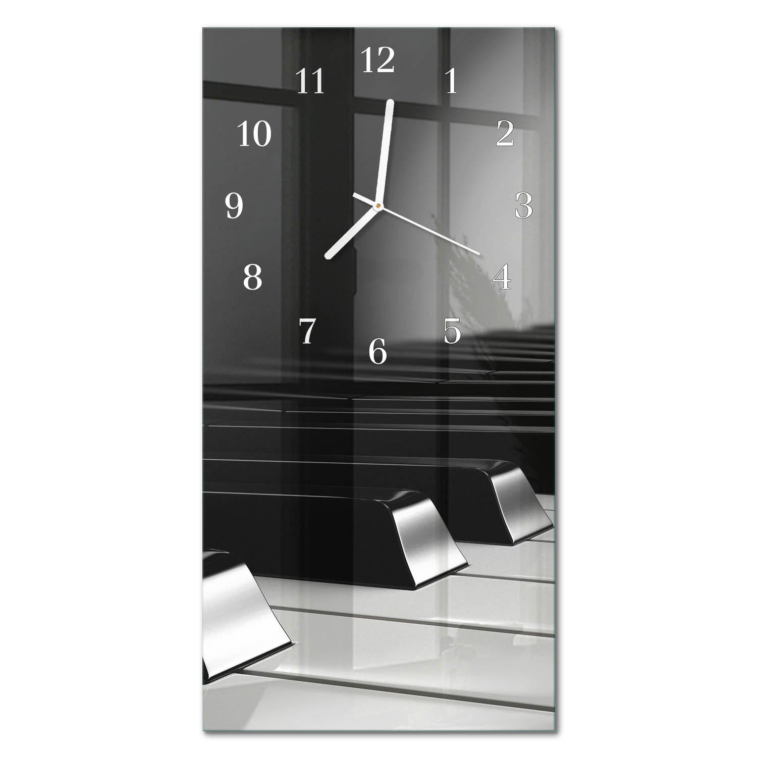 WANDUHR aus Glas 30x60 cm - Klaviertasten - Grau, Glas (30/60/0.4cm) - TULUP