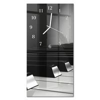 WANDUHR aus Glas 30x60 cm - Klaviertasten - Grau, Glas (30/60/0.4cm) - TULUP