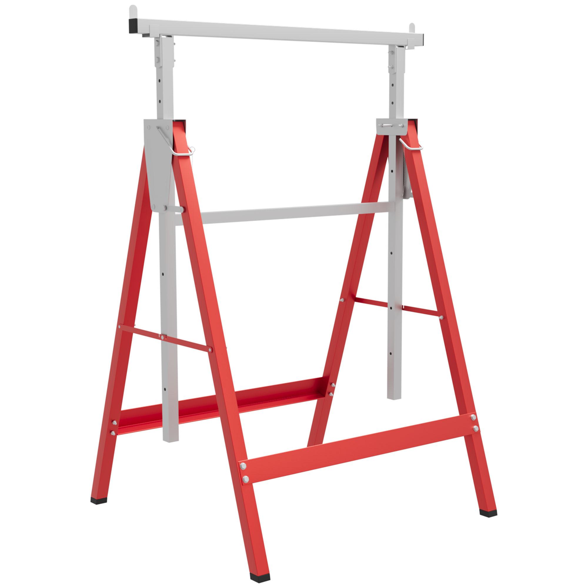 2 x Gerüstbock höhenverstellbar Unterstellbock Klappbock bis 200kg Stahl Rot - Rot, Metall (68/58/130cm) - HOMCOM