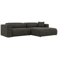 ECKSOFA PAZURRO L - Dunkelgrau Velvet - Rechts Seite - Dunkelgrau/Schwarz, Kunststoff/Textil (288/180cm) - MKS