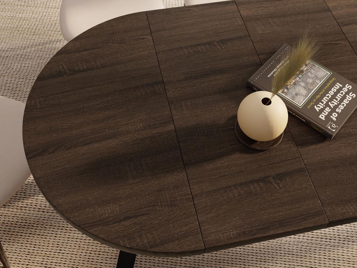 ESSTISCH Strato Black runder ausziehbarer, Eiche Sonoma dunkelbraun 100-200/100/77 cm - Eichefarben/Schwarz, Holz/Holzwerkstoff (100/200/77cm) - WFL GROUP