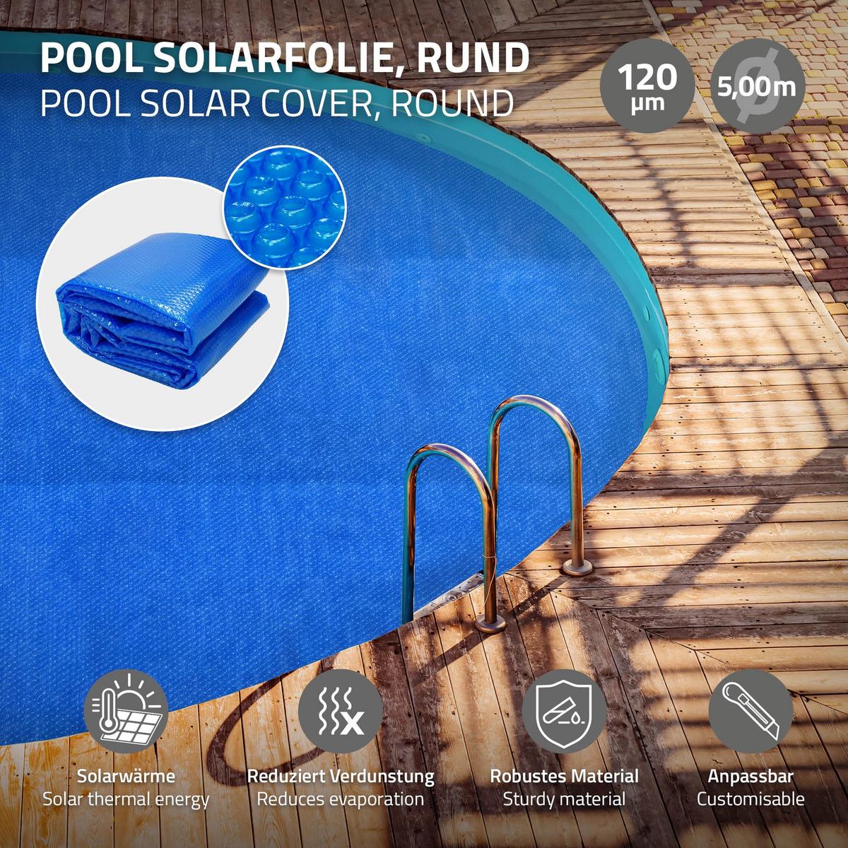 POOL SOLARFOLIE rund Ø 500 cm Blau 120µm aus PE-Luftpolster - Blau, Kunststoff (500/500cm) - ECD-Germany