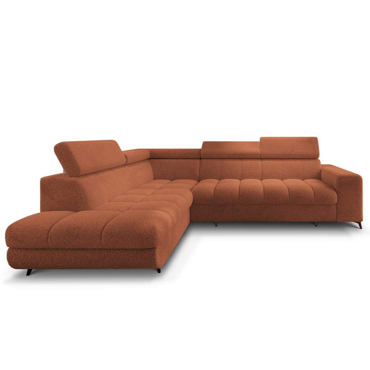 ECKSOFA MORIVA Q L-S Orange Boucle-Stoff mit Schlaffunktion - Orange, Holzwerkstoff/Textil (253/190cm) - MASSENO