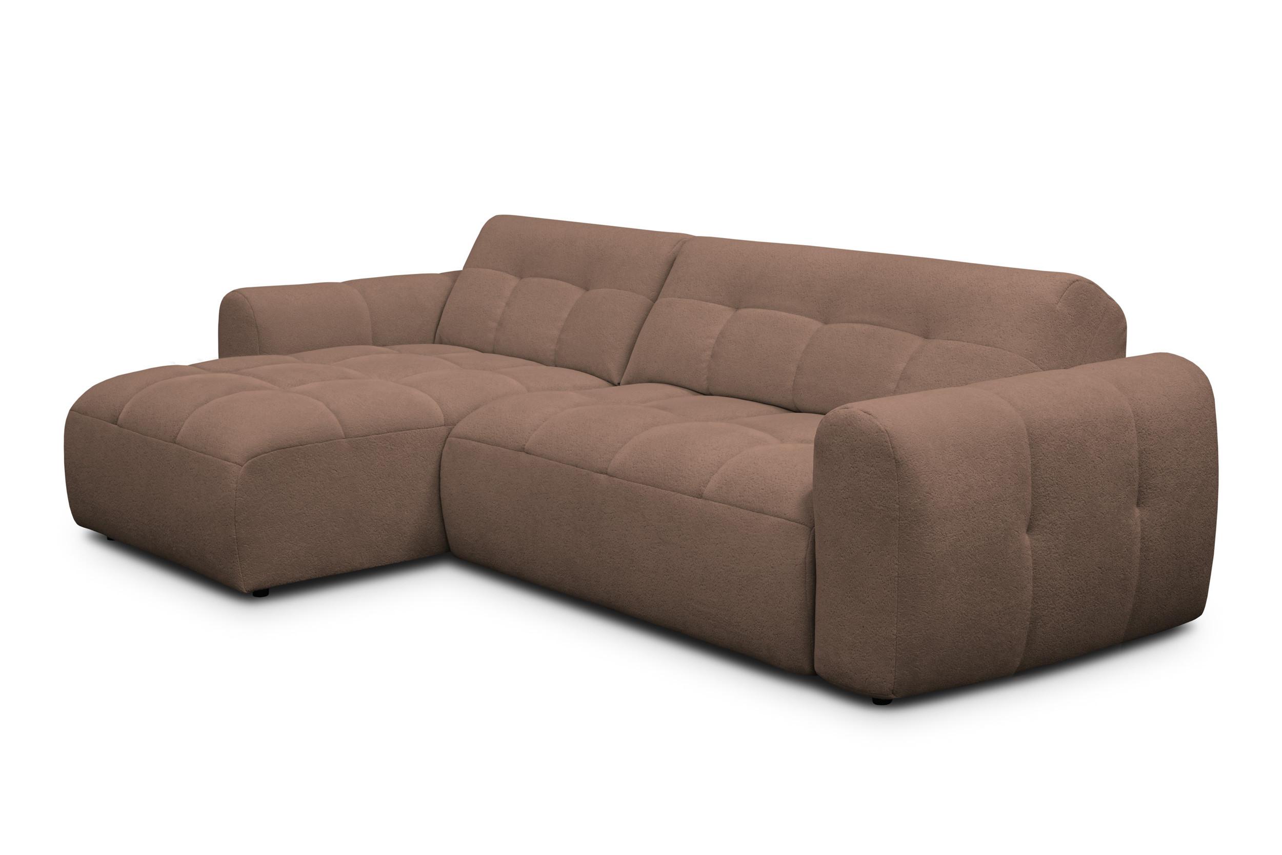 ECKSOFA LUMERO 4-Sitzer LINKS, braun - Schwarz/Braun, Holz/Textil (275/166cm) - Courtois Laville
