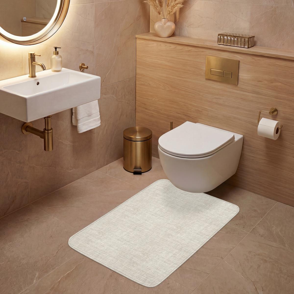 WC-VORLEGER Leinen - Textur - Beige Toilettenvorleger 60x90 cm - Beige, Textil (60/1cm) - OnlyWow