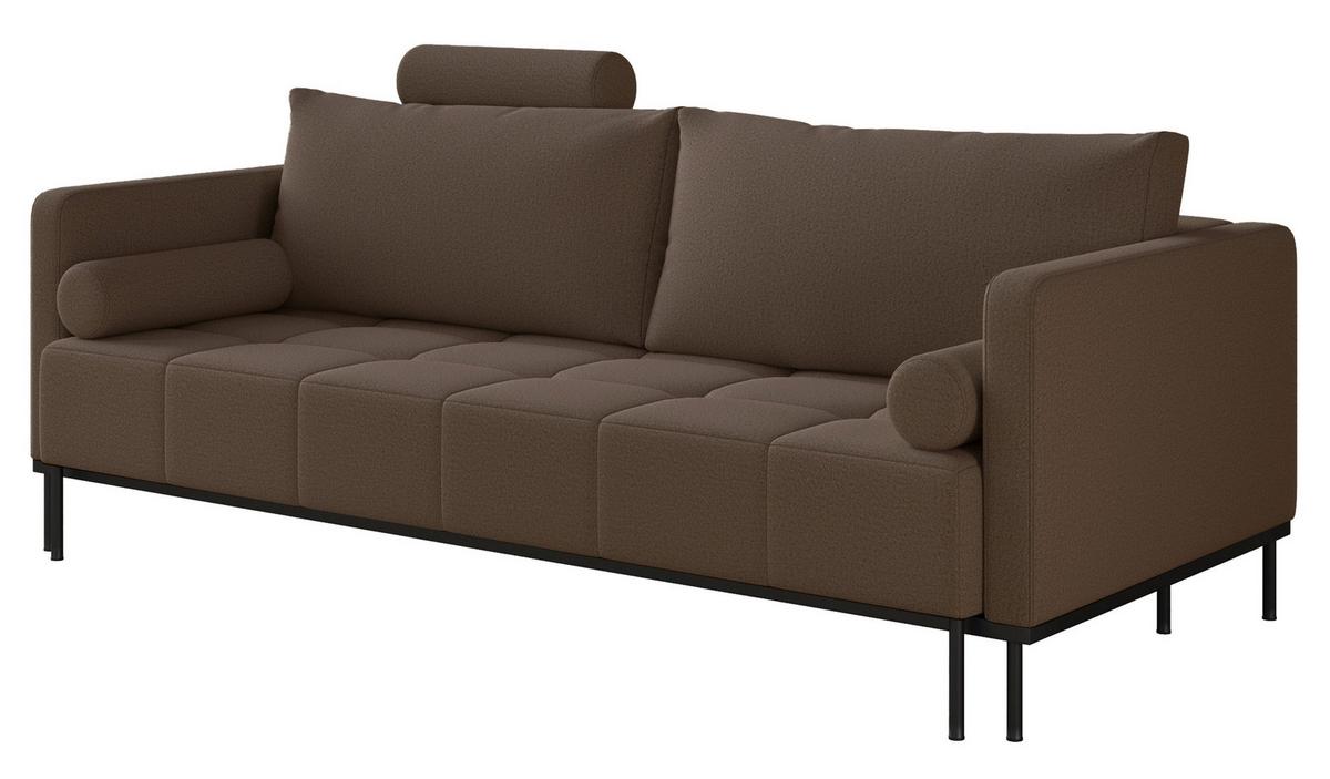 SCHLAFSOFA Skilia mit Schlaffunktion, 3-Sitzer 224 cm - Schwarz/Braun, Textil/Metall (224/85/102cm) - Selsey