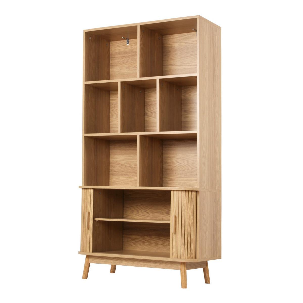 BÜCHERREGAL mit 2 schiebetüren ernest 40/157,5/80 cm - Eschefarben, Holzwerkstoff (80/157.5/35.5cm) - Calicosy