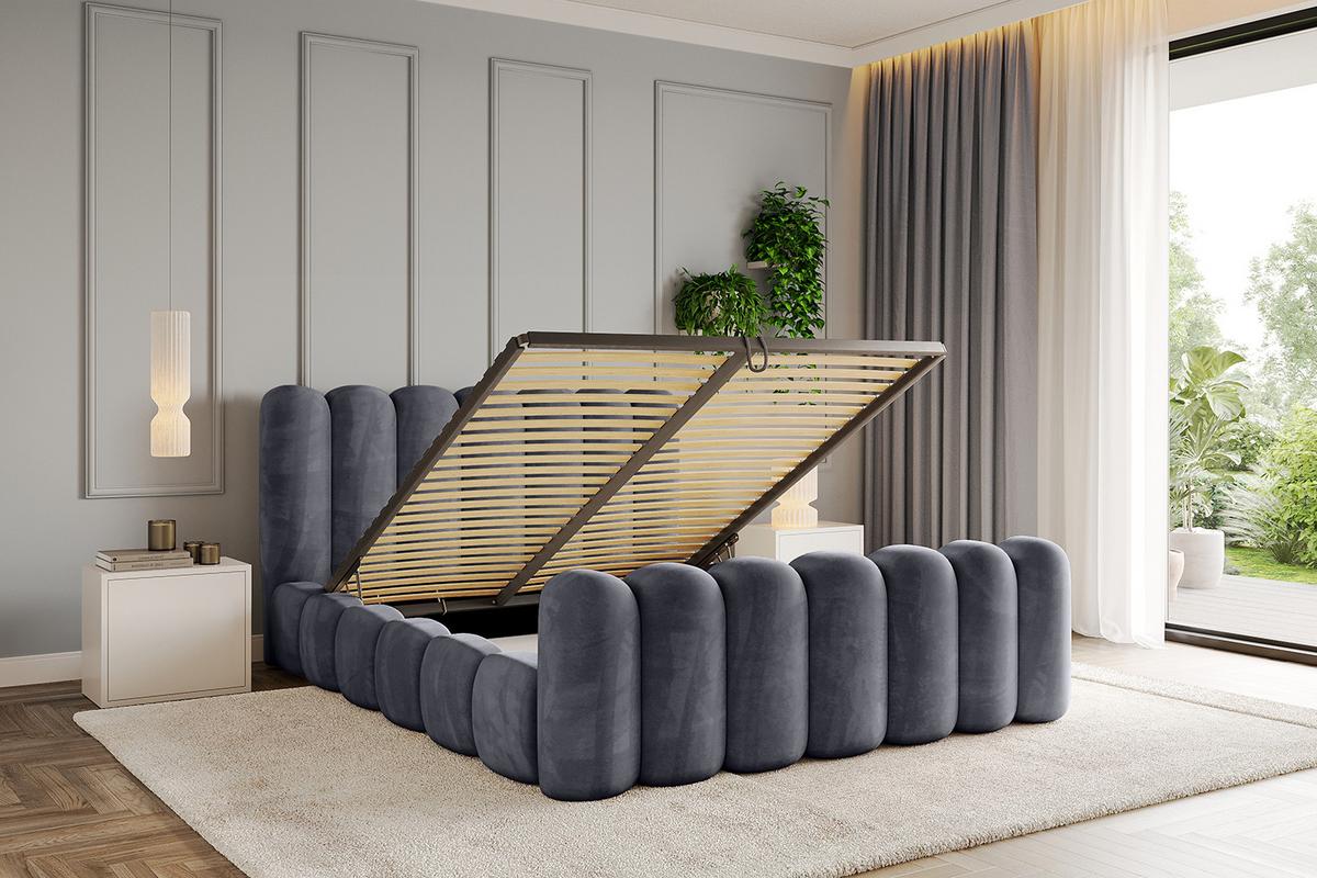 POLSTERBETT mit Bettkasten, Fußteil und Lattenrost, Boxbett ohne Matratze - SENA-Z 140x200 Dunkelgrau - Dunkelgrau, Holzwerkstoff/Textil (140/200cm) - ALTDECOR