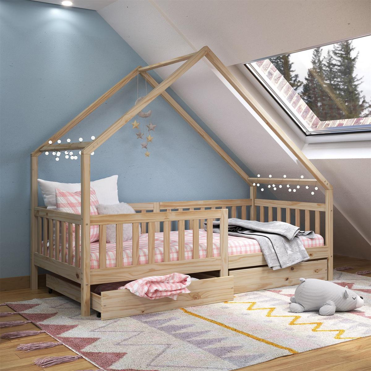 HAUSBETT ALVA 90X200 CM - Naturfarben, Holz (96/168/206cm) - IDIMEX