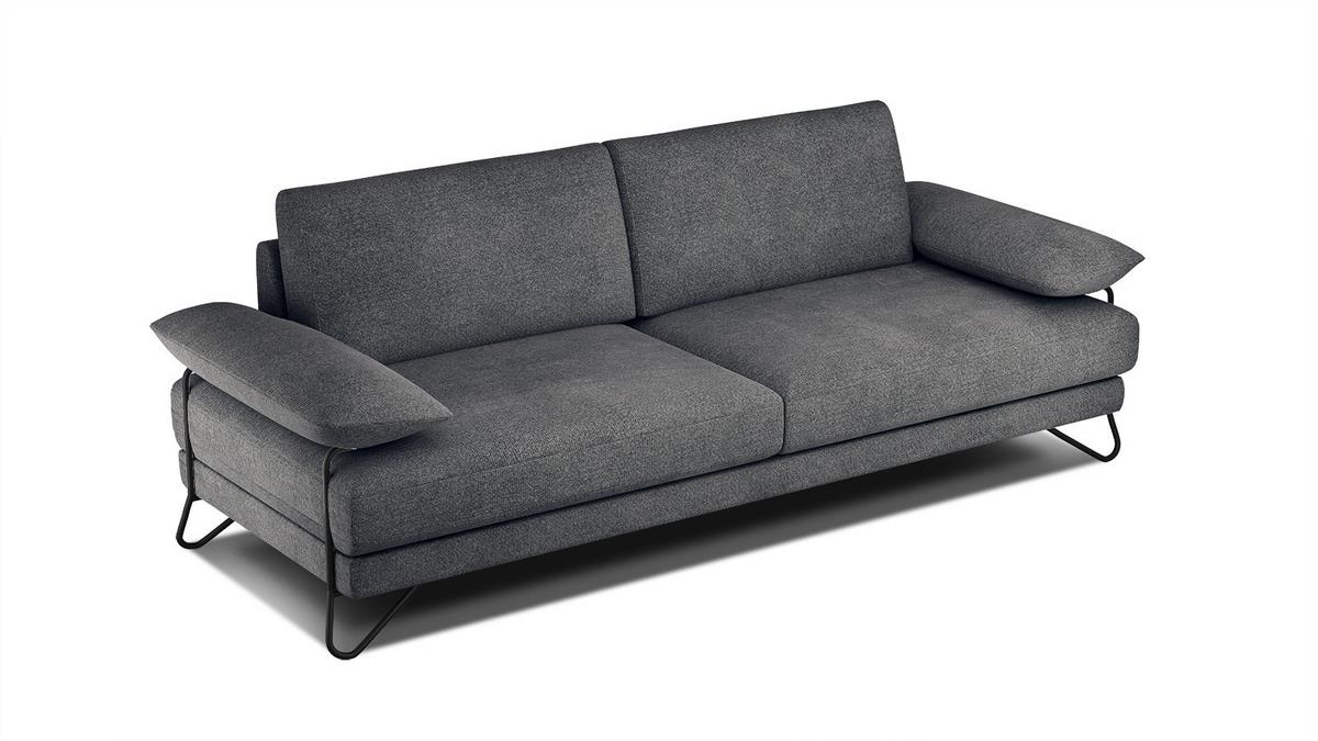 SOFA LORI 3-Sitzer, dunkelgrau - Dunkelgrau/Schwarz, Holzwerkstoff/Textil (245/87/96cm) - Wozimo