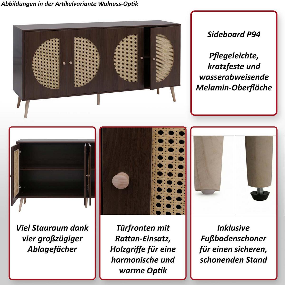 SIDEBOARD Weiß - Weiß, Holz (160/80/40cm) - MCW