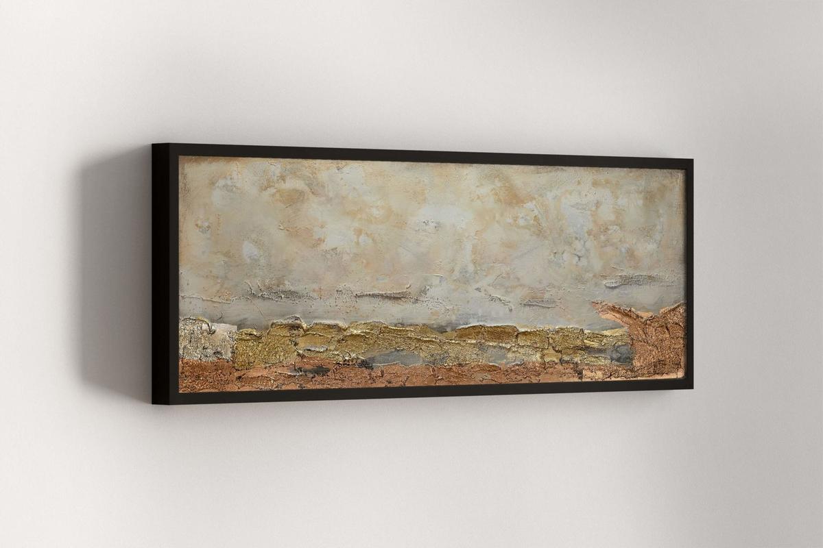 ACRYLBILD HANDGEMALT 120/40 cm - Weiß/Braun, Holz/Textil (120/40cm) - KUNSTLOFT