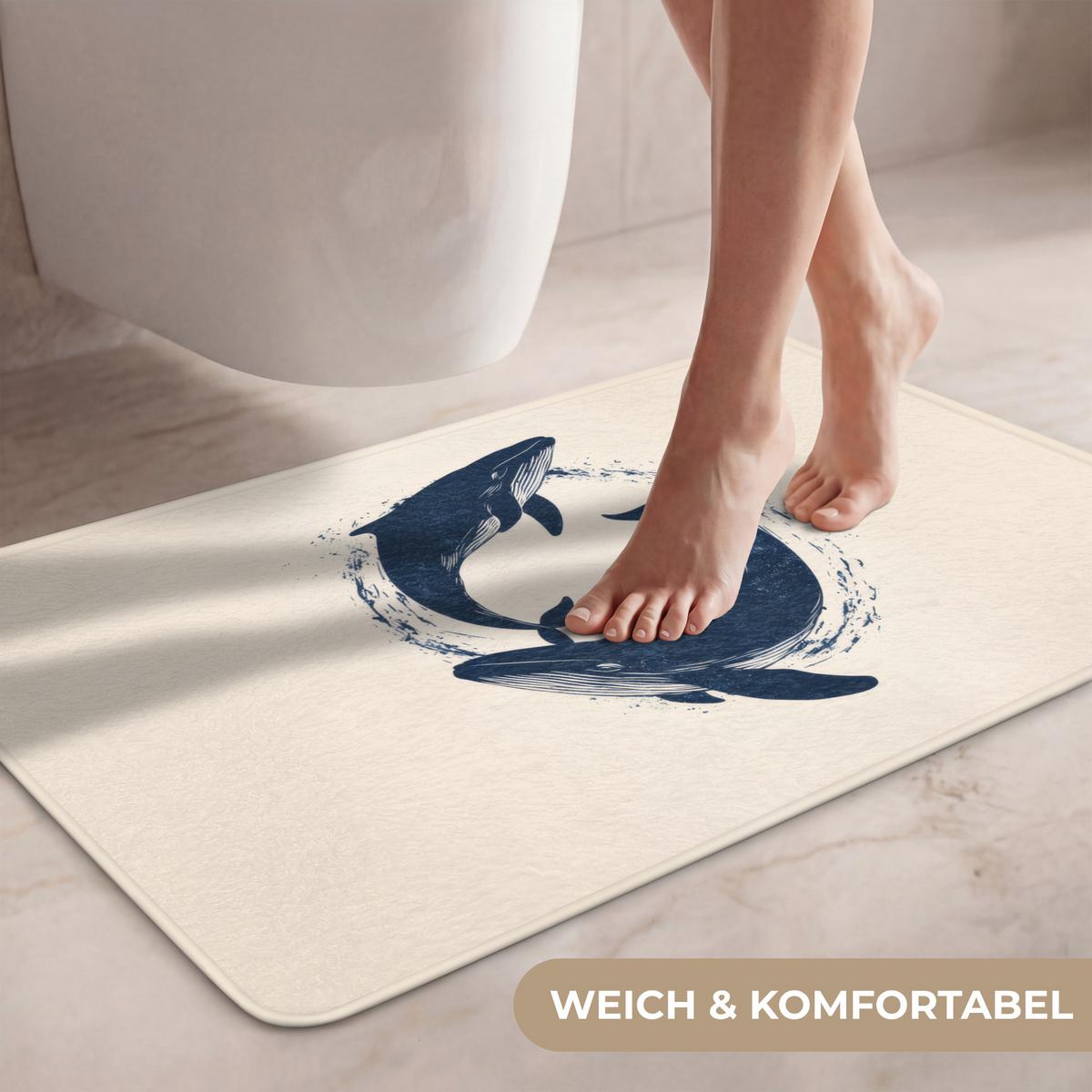 WC-VORLEGER Wale - Spritzer - Kreis - Dunkelblau Toilettenteppich 80x50 cm - Dunkelblau, Textil (80/1cm) - OnlyWow