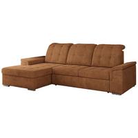 ECKSOFA MADRITO L - Orange Struktur - Links - Silberfarben/Orange, Textil/Metall (160/256cm)