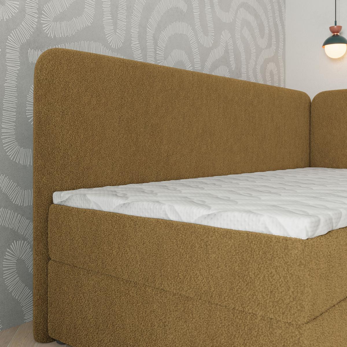 BOXBETT GINA 80x200 cm mit Matratze und Topper, H2+H3 - Orange - Orange, Holz (80/200cm) - MASSENO