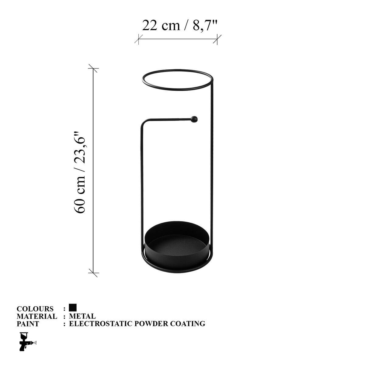 SCHIRMSTÄNDER aus schwarzem Metall 22/22/60 cm - Schwarz, Metall (22/60/65cm) - Calicosy