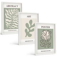BILDER SET 3er Set - 40x60 cm Weißer Rahmen - Poster mit Pflanzenmustern von Matisse - Weiß, Kunststoff (40/60cm) - TULUP