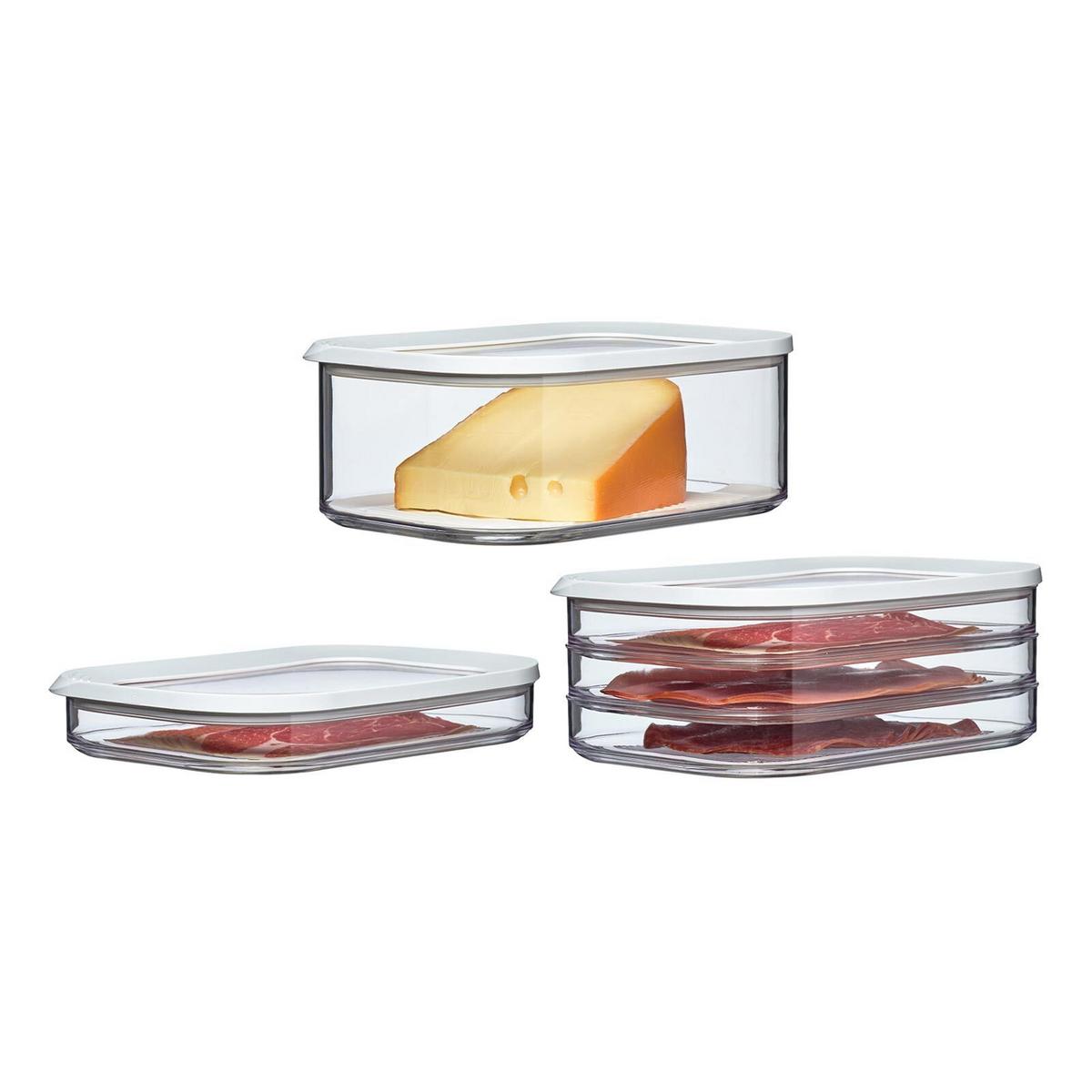 AUFSCHNITTDOSEN Modula transparent 3er Set - Transparent, Kunststoff (2/2/2cm) - Mepal
