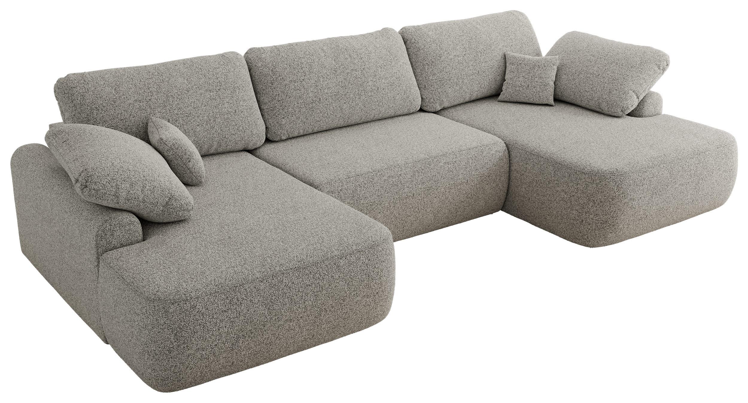 WOHNLANDSCHAFT CUBO U Hellgrau Struktur - Hellgrau/Schwarz, Kunststoff/Textil (370/100/187cm) - MKS