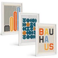 BILDER SET 3er Set - 40x60 cm Weißer Rahmen - Geometrische Muster im Bauhaus-Stil - Weiß, Kunststoff (40/60cm) - TULUP