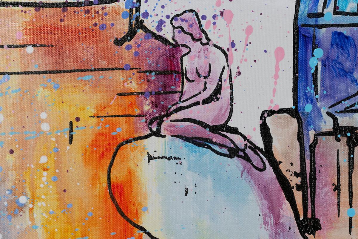 ACRYLBILD HANDGEMALT 120/60 cm - Grau, Holz/Textil (120/60cm) - KUNSTLOFT