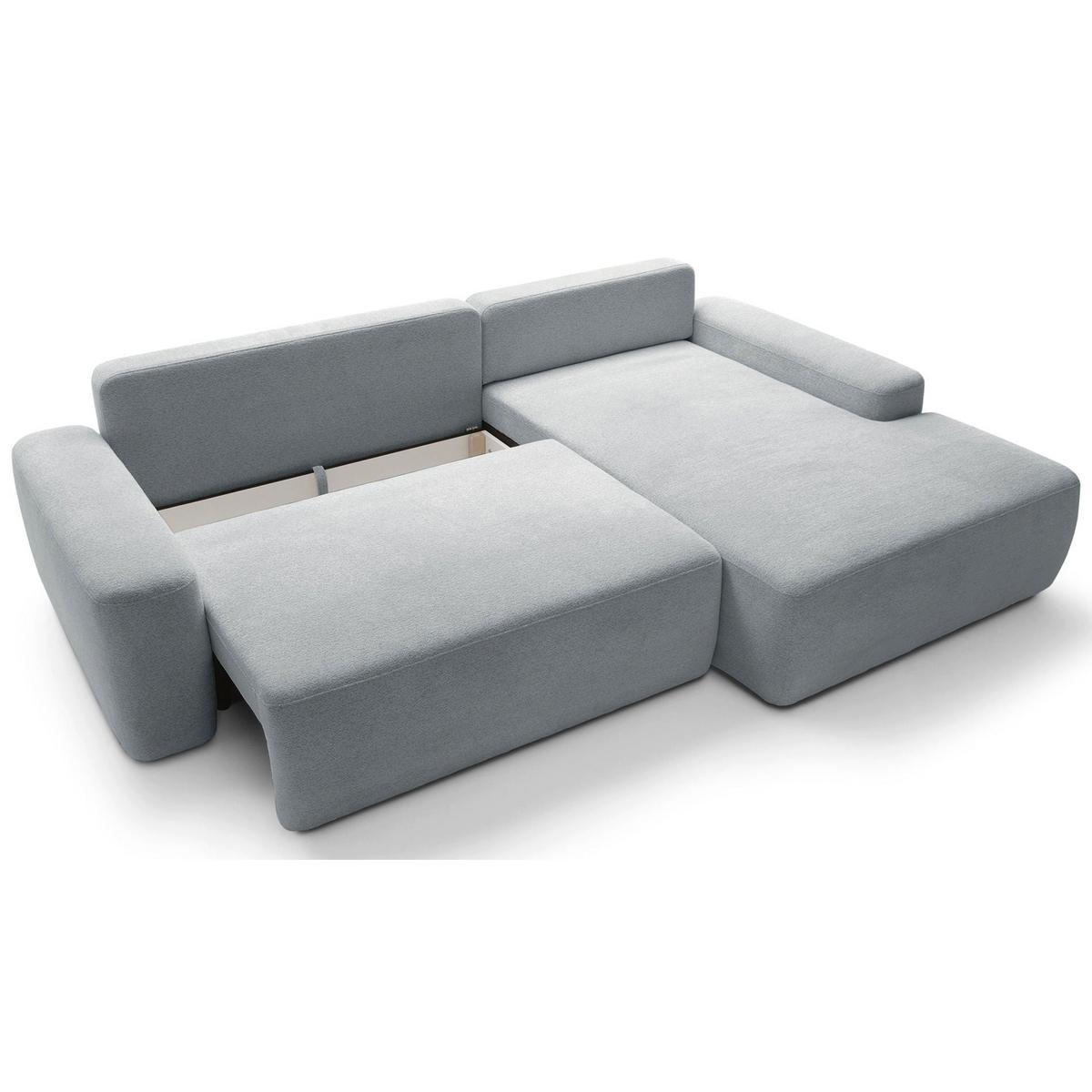 ECKSOFA Baleo Hellgrau Chenille-Bezug - Hellgrau/Schwarz, Kunststoff/Textil (162/264cm) - Selsey